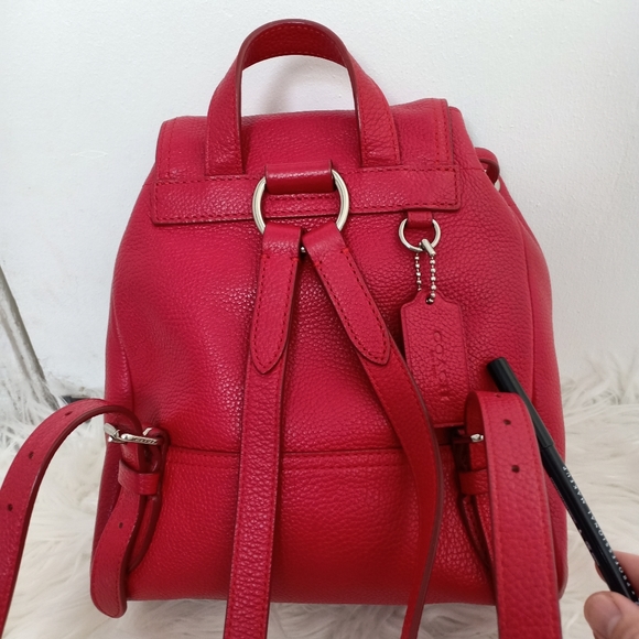Coach Small Leather Backpack - Red - Picture 1 of 13